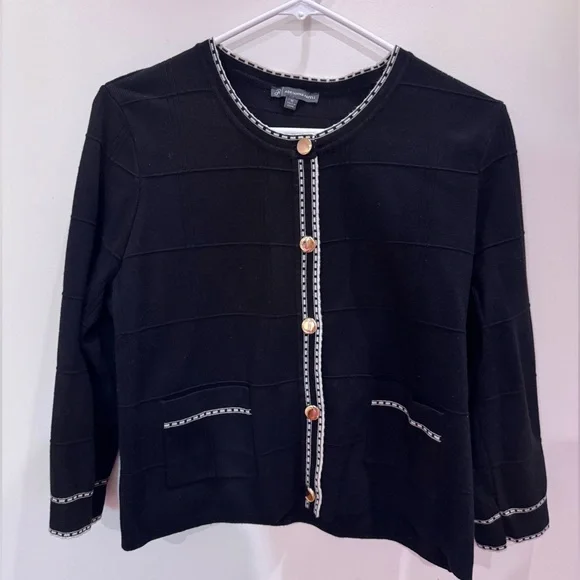 Adrianna Papell Black Cardigan with Gold Details - Picture 8 of 8
